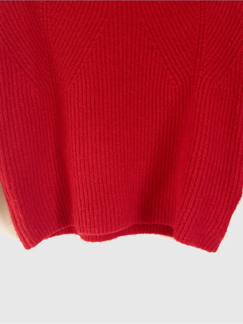 H&M Square Neck Rib Knit Long Sleeve Sweater in Red Size S EUC